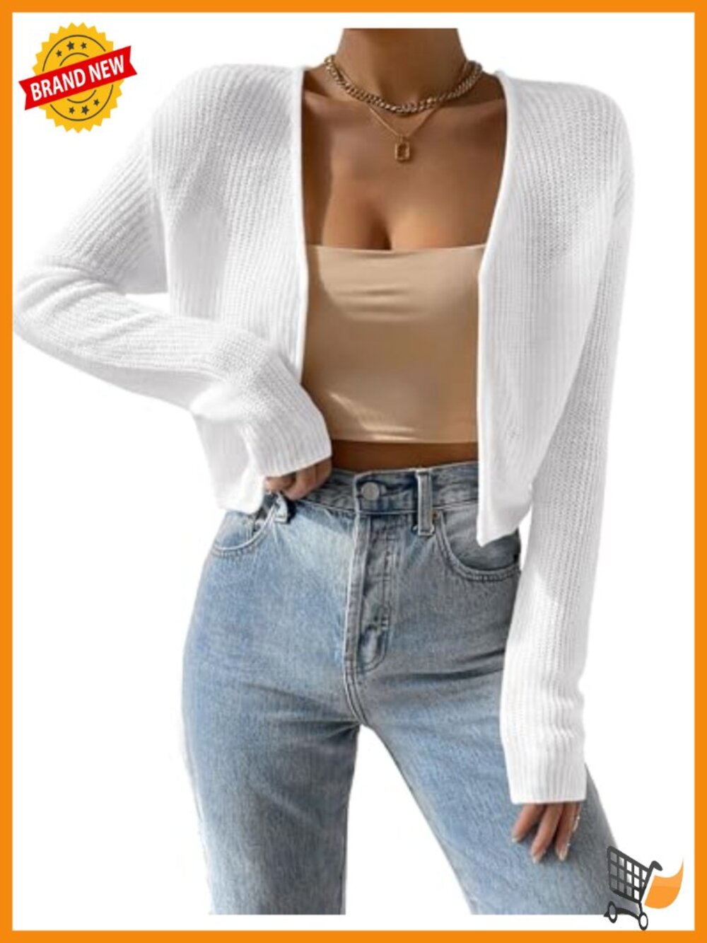 Cropped Cardigan Open Front Long Sleeve Knitted Bolero Shrug Fall Sweater